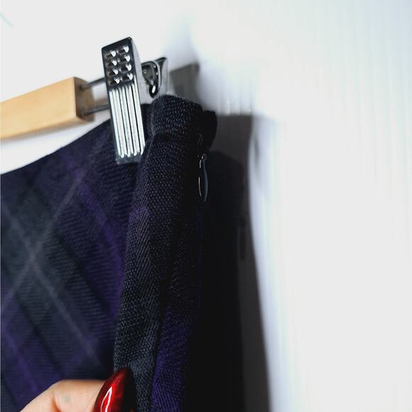 Vintage Y2K Plaid Maxi Skirt Dark Academia Goth 8 Purple Grunge Croft & Barrow - Picture 8 of 10